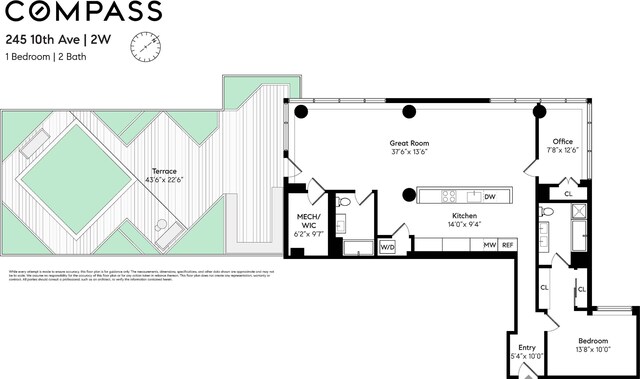 245 10th Ave Unit 2W, New York City, NY 10001 - view of room layout