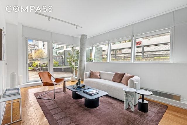 245 10th Ave Unit 2W, New York City, NY 10001 - living room featuring hardwood / wood-style floors and track lighting