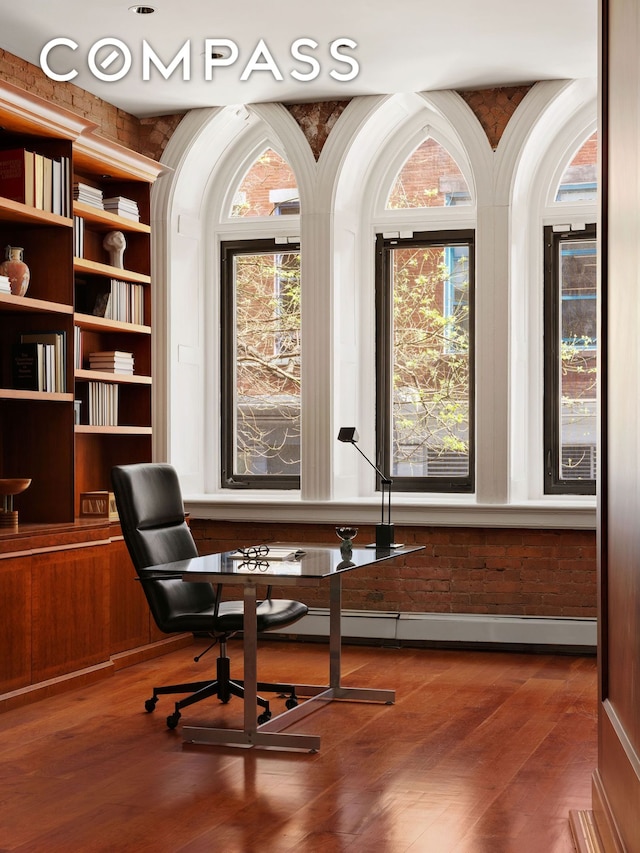 home office featuring wood finished floors