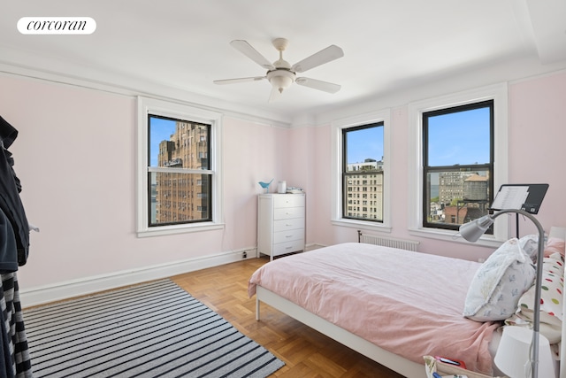 875 W End Ave Unit 12E, New York City, NY 10025 - bedroom featuring radiator and ceiling fan