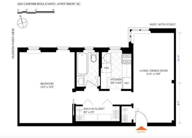 250 Cabrini Blvd Unit 3C, New York City, NY 10033 - floor plan / room layout