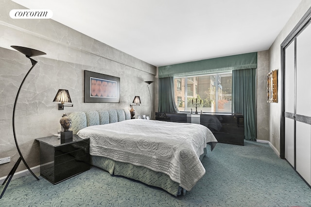 carpeted bedroom with visible vents and baseboards