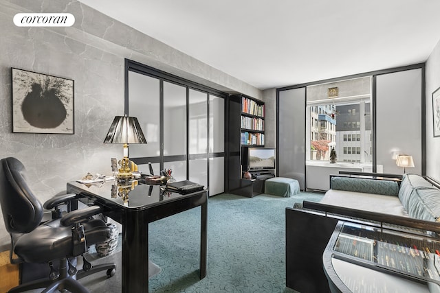 office with carpet floors