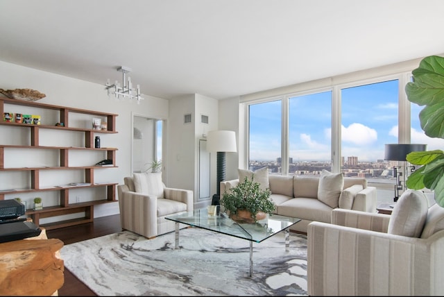 60 Riverside Blvd Unit 2801, New York City, NY 10069 - living room featuring wood finished floors and a chandelier
