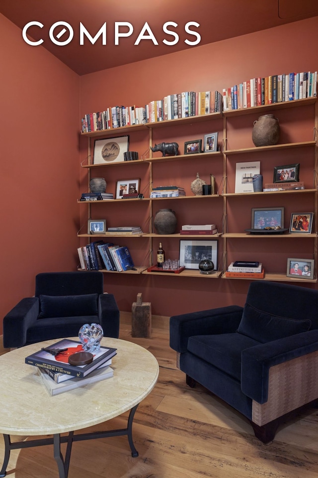 living area featuring wood finished floors