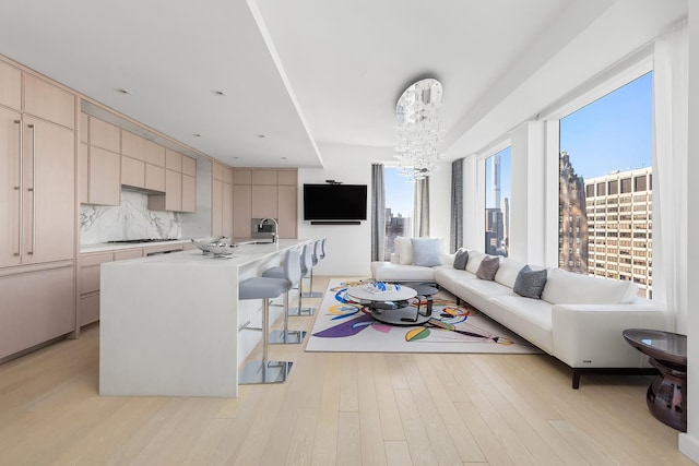living room with light wood-style flooring