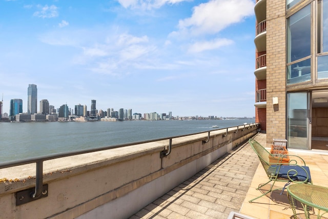 property view of water featuring a view of city