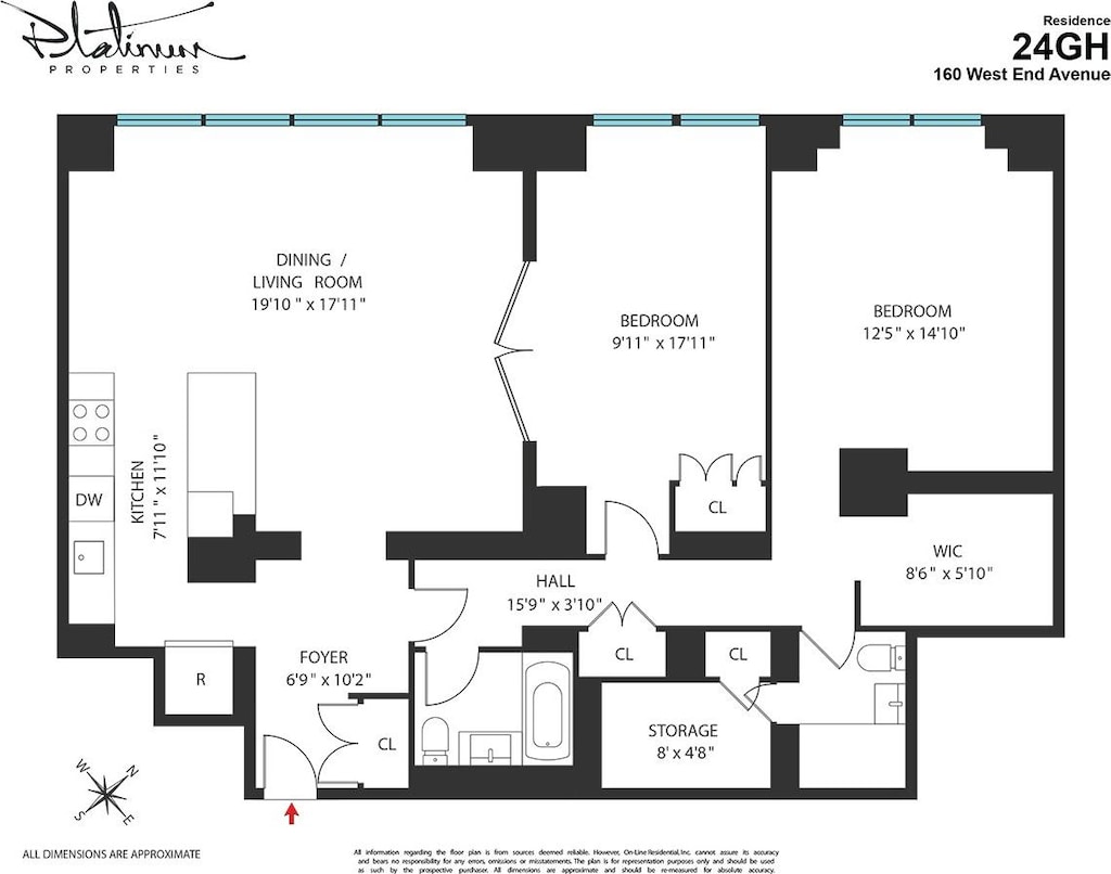 160 W End Ave Unit 24Gh, New York City, NY 10023 - room layout