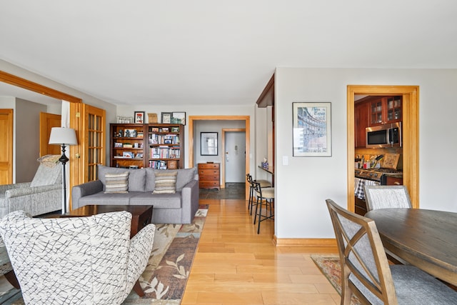 living room with light wood-style floors