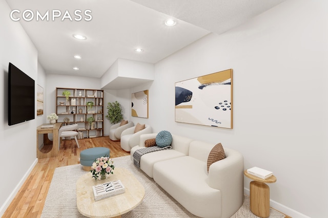 28 Old Fulton St Unit Thn, New York City, NY 11201 - living area featuring wood finished floors and recessed lighting