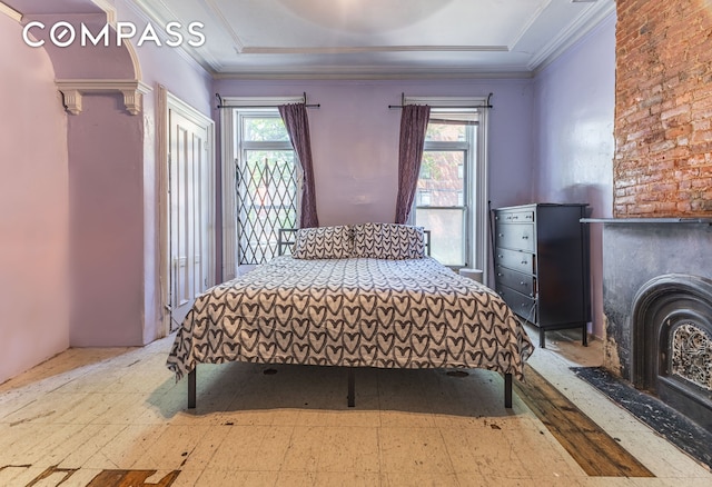 799 Willoughby Ave, New York City, NY 11206 - bedroom featuring ornamental molding and tile patterned floors