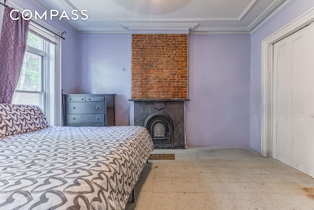 799 Willoughby Ave, New York City, NY 11206 - bedroom featuring crown molding and tile patterned floors