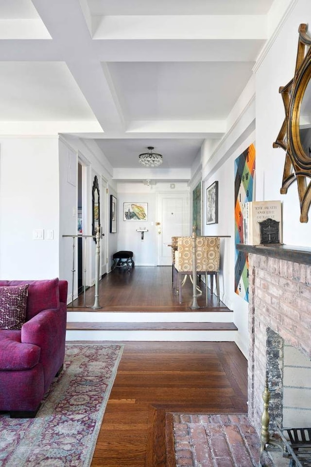 hall with wood finished floors
