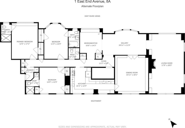 1 E End Ave Unit 8A, New York City, NY 10075 - floor plan / room layout