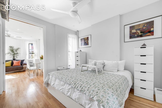 1878 Adam Clayton Powell Jr Blvd Unit 52, New York City, NY 10026 - bedroom with light wood-style flooring and ceiling fan