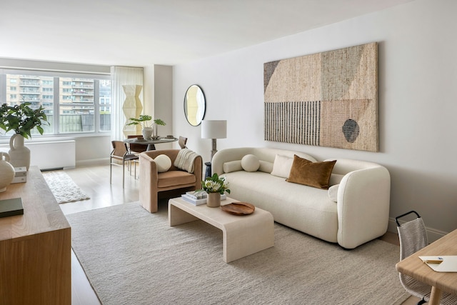 living area with wood finished floors