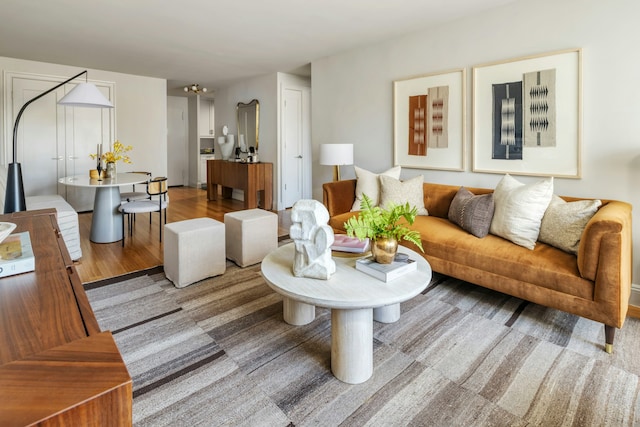 living area featuring wood finished floors