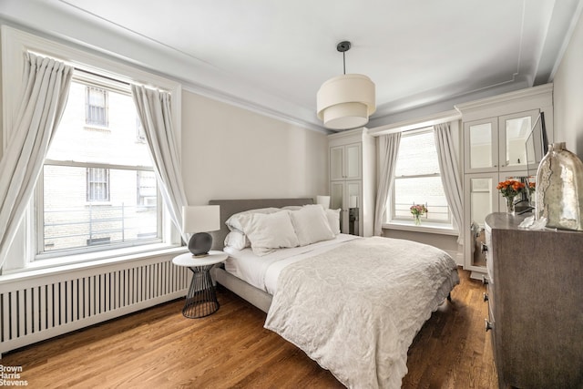 180 Riverside Dr Unit 3E, New York City, NY 10024 - bedroom with radiator, wood finished floors, and crown molding