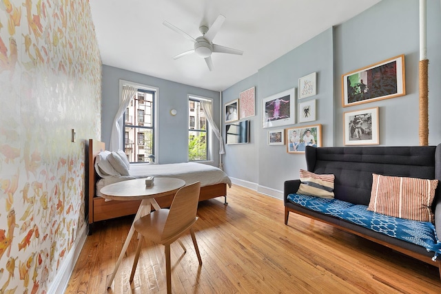 186 E 2nd St Unit 2, New York City, NY 10009 - living area with hardwood / wood-style floors, baseboards, and a ceiling fan