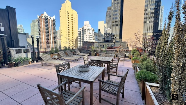 view of patio with a city view