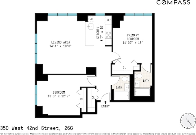350 W 42nd St Unit 26G, New York City, NY 10036 - floor plan / room layout