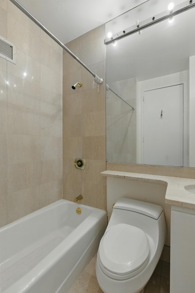 222 Riverside Dr Unit 5A, New York City, NY 10025 - full bathroom with tile patterned floors, toilet, bathtub / shower combination, and vanity