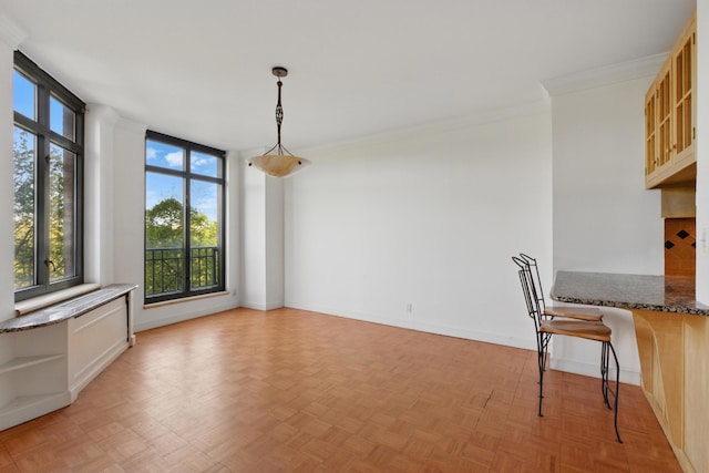 222 Riverside Dr Unit 5A, New York City, NY 10025 - unfurnished dining area with plenty of natural light, baseboards, and crown molding