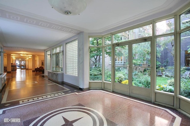 view of unfurnished sunroom