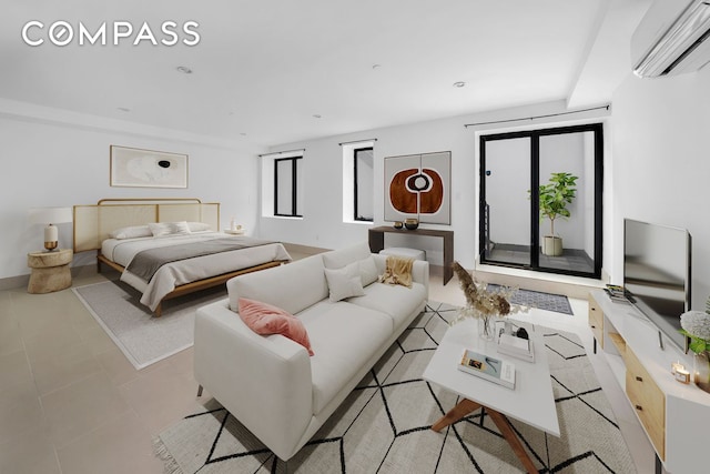 79 Clay St Unit 1R, New York City, NY 11222 - bedroom with a wall mounted air conditioner and access to exterior