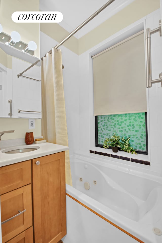 330 W 17th St Unit 2E, New York City, NY 10011 - full bath with vanity and a combined bath / shower with jetted tub