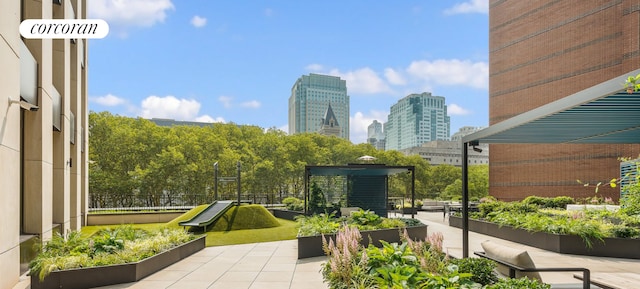 exterior space with a view of city