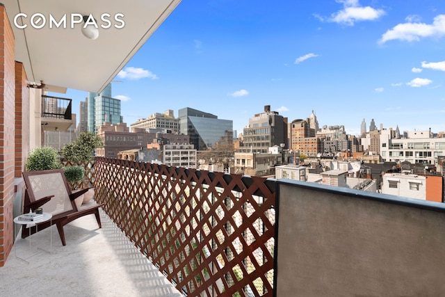 balcony featuring a view of skyline