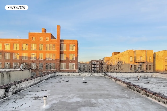 view of snow covered patio