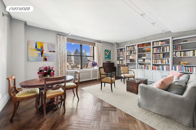 living area with baseboards