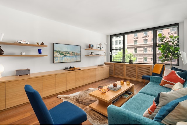 living area with light wood-style flooring