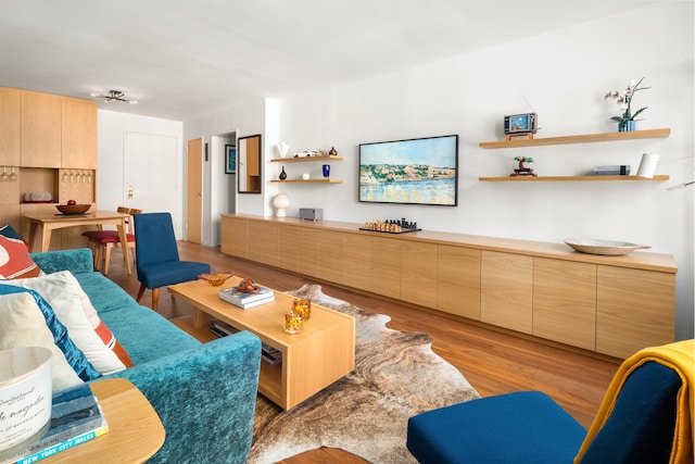 living area with light wood-type flooring