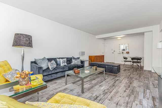 living area with wood finished floors
