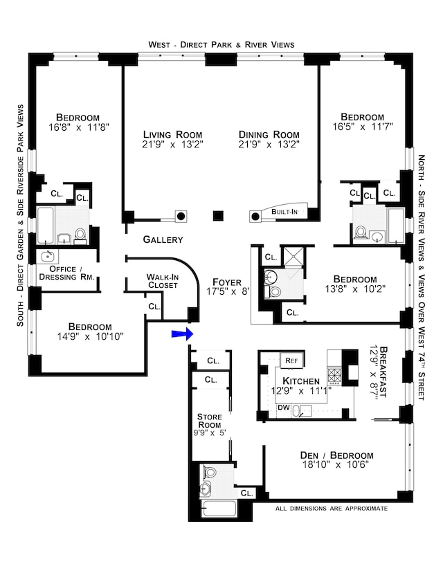11 Riverside Dr Unit 8Ew, New York City, NY 10023 - home floor plan