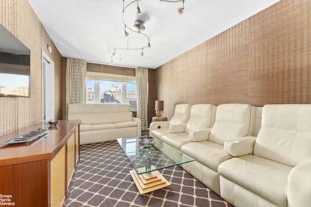 11 Riverside Dr Unit 8Ew, New York City, NY 10023 - carpeted living room featuring wallpapered walls