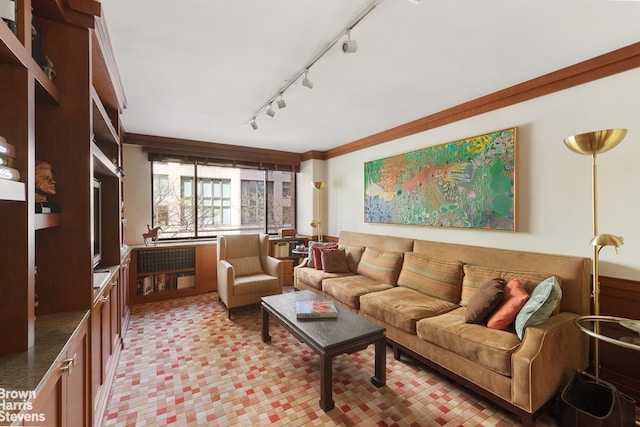 40 E 80th St Unit 3A, New York City, NY 10021 - living area with rail lighting and crown molding