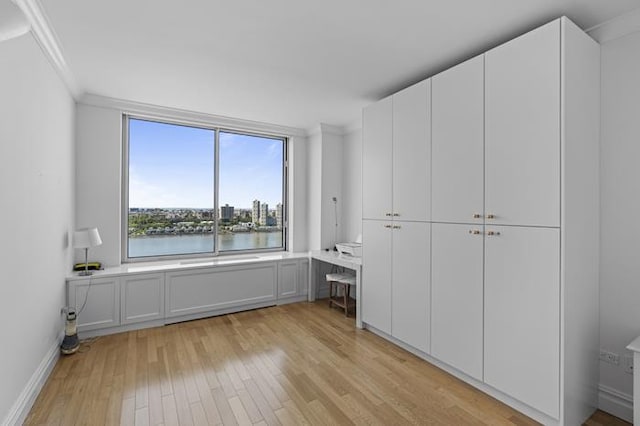 200 Riverside Blvd Unit 30-B, New York City, NY 10069 - unfurnished bedroom featuring light wood-type flooring, ornamental molding, and baseboards