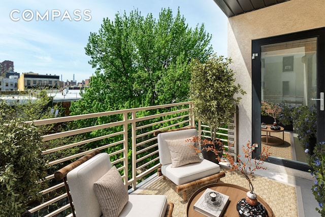 balcony with a view of city