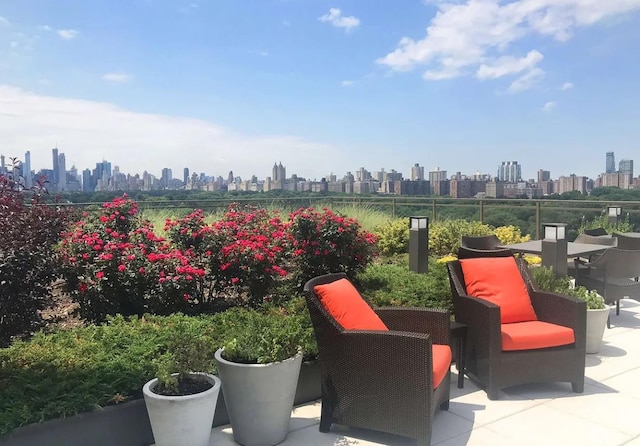view of patio featuring a view of city