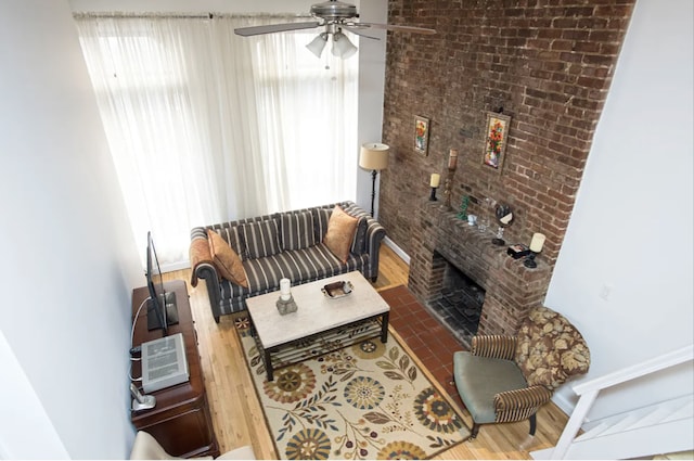 304 W 88th St Unit 1D, New York City, NY 10024 - living area with baseboards, a ceiling fan, wood finished floors, and a healthy amount of sunlight