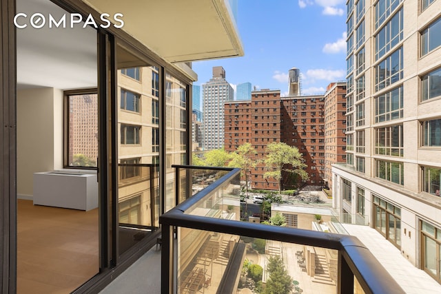 balcony with a view of city