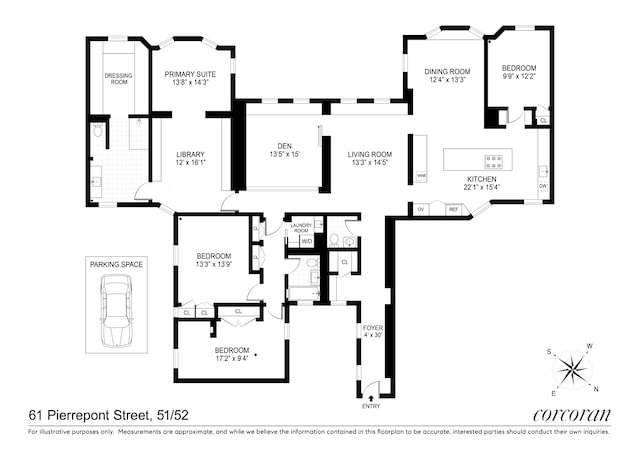 61 Pierrepont St Unit 51/52, New York City, NY 11201 - floor plan / room layout