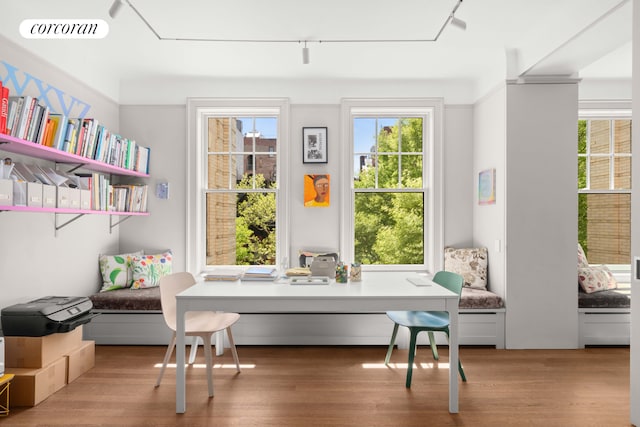 61 Pierrepont St Unit 51/52, New York City, NY 11201 - living area featuring an office area and wood finished floors