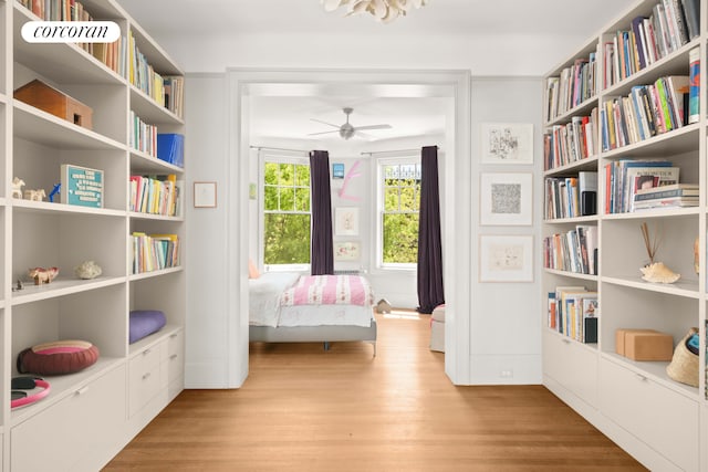61 Pierrepont St Unit 51/52, New York City, NY 11201 - sitting room with light wood-type flooring and ceiling fan