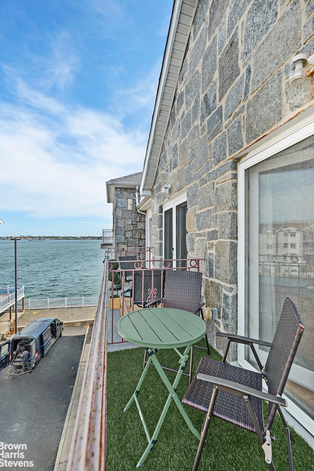 balcony with a water view