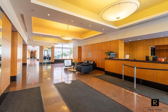 community lobby featuring recessed lighting